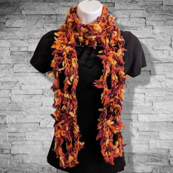Hand Crafted Accessories - Handmade Scarf by me! 😍 Fluffy Fall Autumn Colors Fringe Boho Funky Chunky Fun!